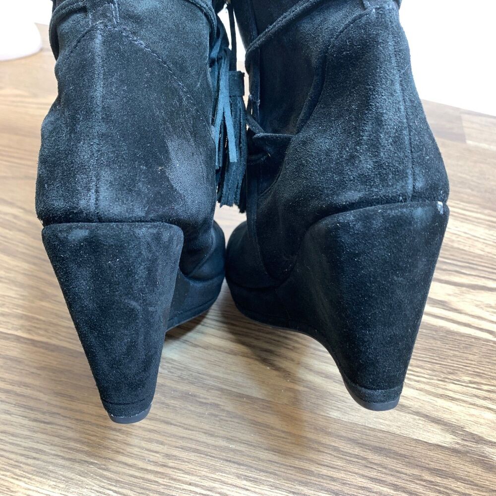 Women's Luciano Barachini Dressy Italian Wedge‎ Ankle Suede Boot Black Suede - Picture 5 of 13